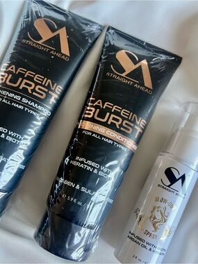 S.A Caffeine Burst Thickening 

• Shampoo
• Conditioner 
• Blowout spray